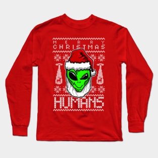 Alien Ugly Christmas Holiday Season Long Sleeve T-Shirt